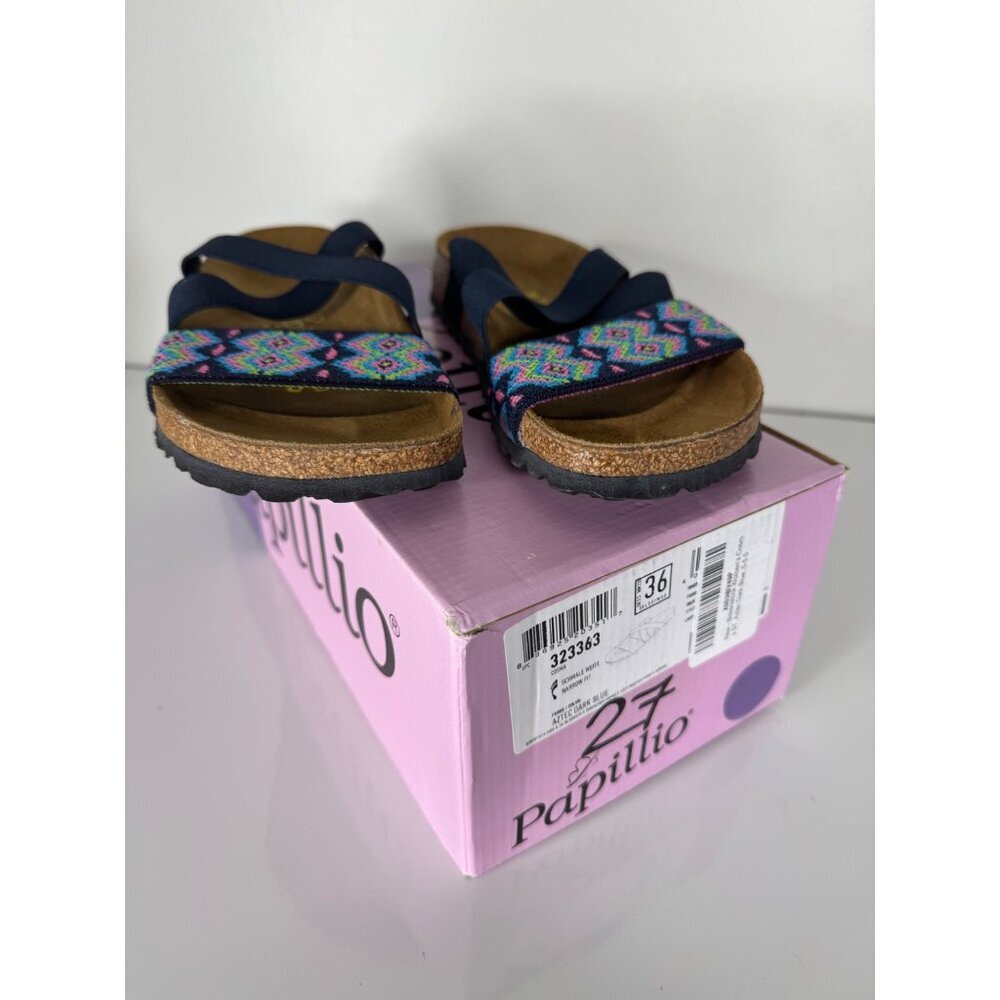 NEW Birkenstock Papillio Aztec Dark Blue Slides Sandals Elastic EU 36 US 5 N - Picture 3 of 7